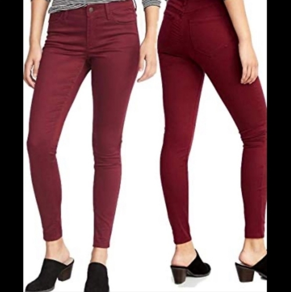 Old Navy Rock Star Red Skinny Jeans Women's Size 4 Colored Pop of Color Classic - Picture 2 of 15